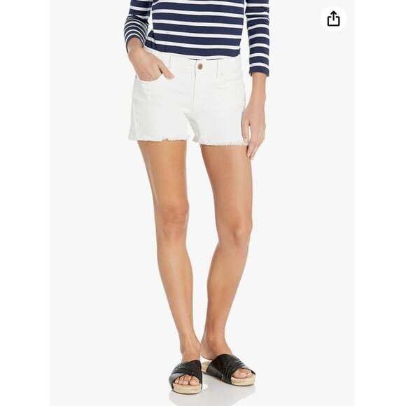 Blank‎ NYC White Denim Cutoff Shorts The Essex Low Rise Cotton Blend Size 24 (0) - Picture 1 of 16